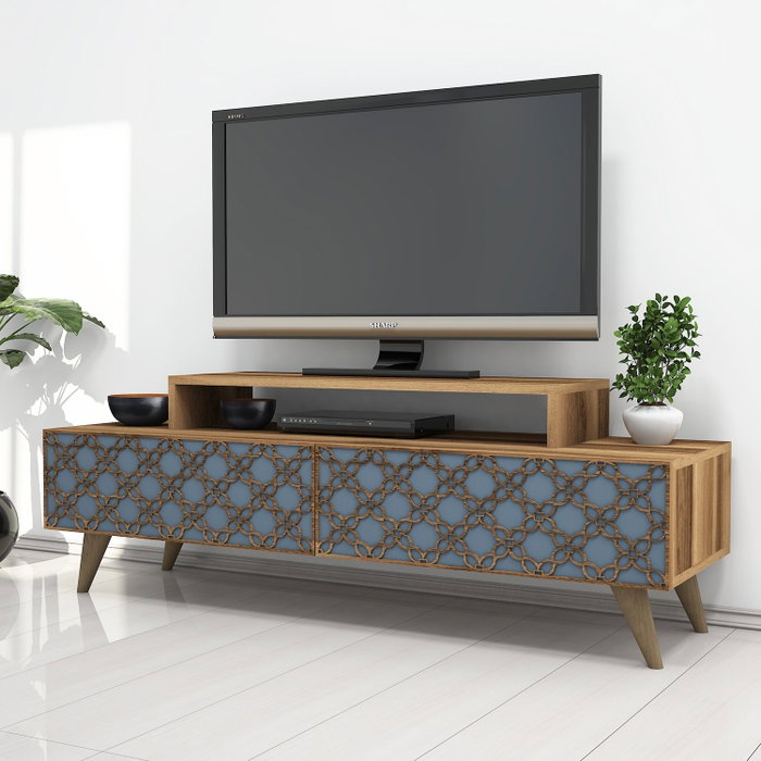 Hanah Home City Soporte TV Nogal y Calcedonia 140x48.8x41.8 cm
